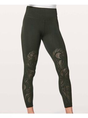 LULULEMON Evergreen Reveal Tight Lattice Paisley Active Yoga Leggings Size 6